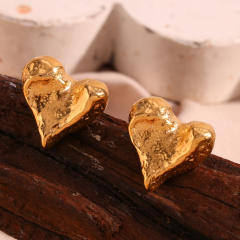 18KG chunky stainless steel heart earrings