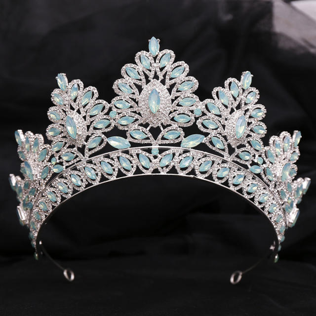 Baroque trend color tear drop crystal crown