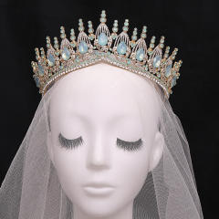 Baroque trend color tear drop crystal crown