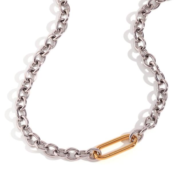 18K gold plated cable chain stainless steel necklace bracelet