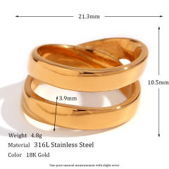 Concise geometric line stainless steel rings