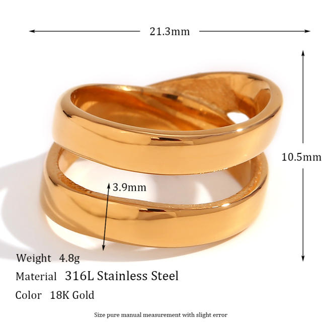 Concise geometric line stainless steel rings