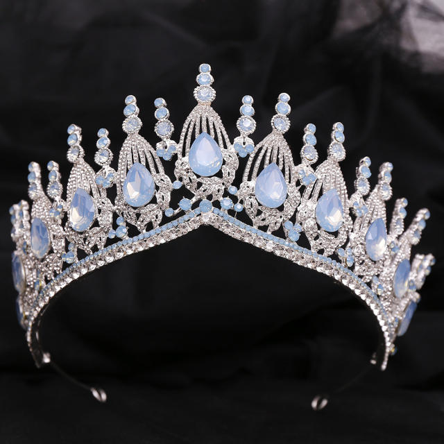 Baroque trend color tear drop crystal crown