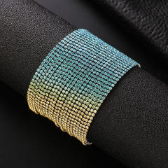 Delicate colorful rhinestone pave setting diamond bracelet