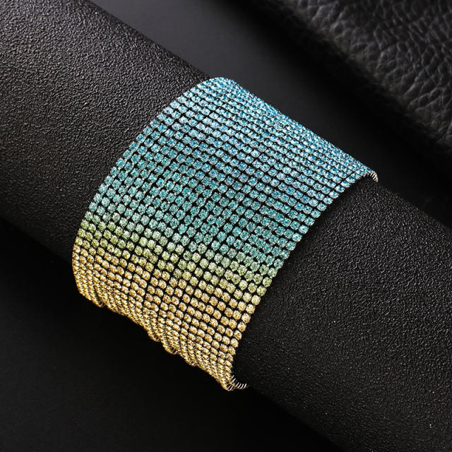 Delicate colorful rhinestone pave setting diamond bracelet