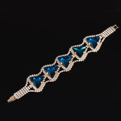 Elegant emerald amethyst glass crystal statement diamond bracelet