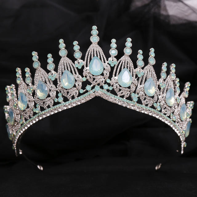 Baroque trend color tear drop crystal crown
