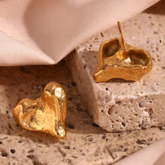 18KG chunky stainless steel heart earrings