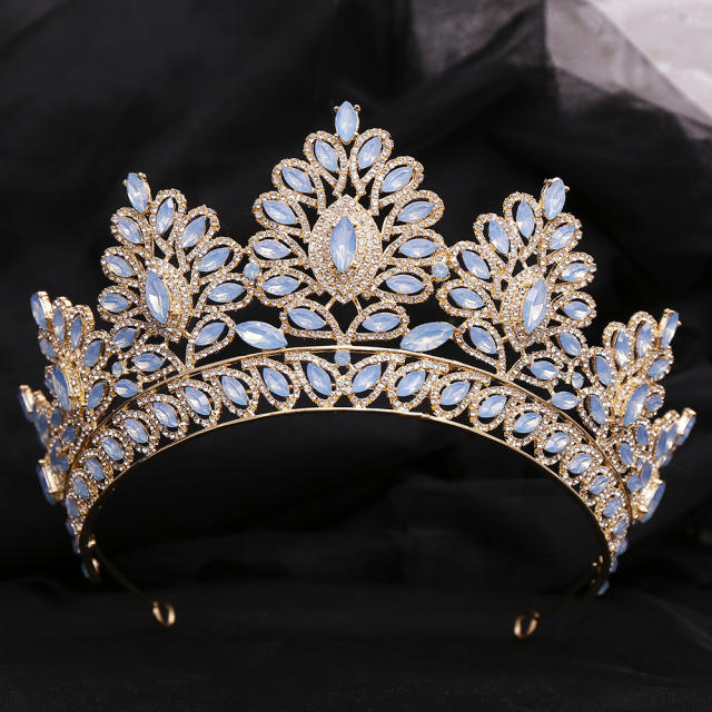 Baroque trend color tear drop crystal crown