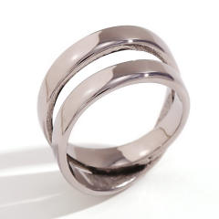 Concise geometric line stainless steel rings