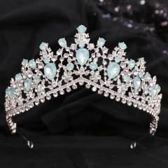 Baroque trend color tear drop crystal crown