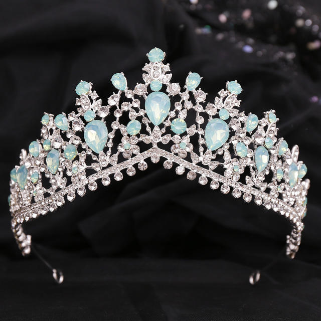 Baroque trend color tear drop crystal crown