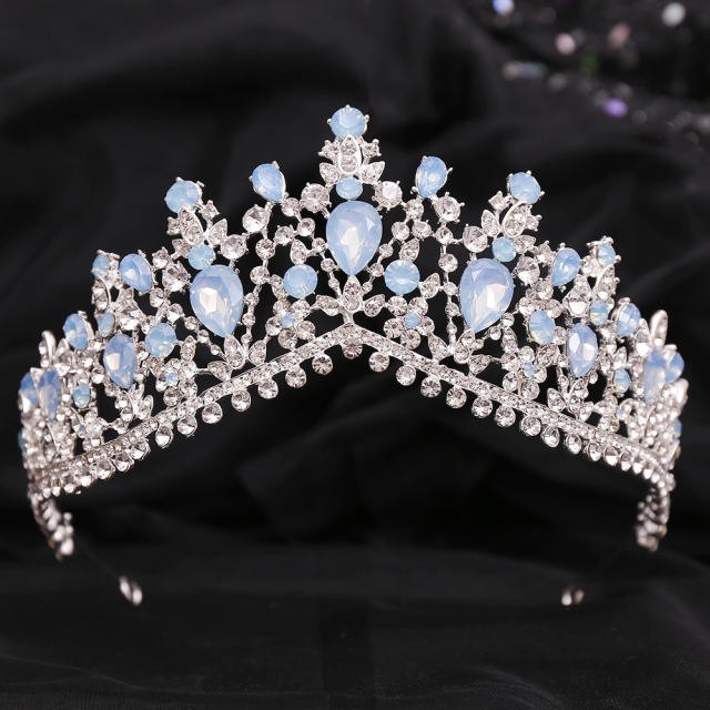 Baroque trend color tear drop crystal crown