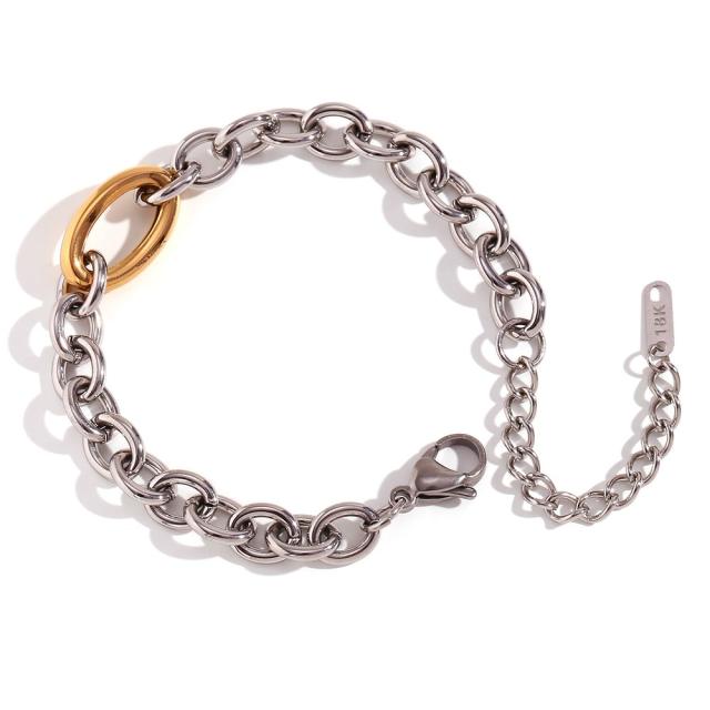 18K gold plated cable chain stainless steel necklace bracelet