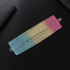 Delicate colorful rhinestone pave setting diamond bracelet