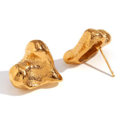 18KG chunky stainless steel heart earrings