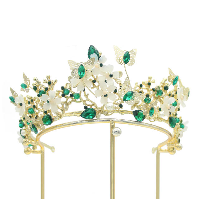 Baroque color crystal butterfly crown