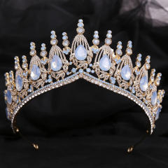 Baroque trend color tear drop crystal crown