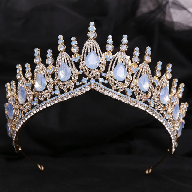 Baroque trend color tear drop crystal crown