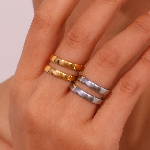 Concise geometric line stainless steel rings