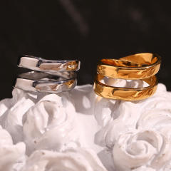 Concise geometric line stainless steel rings
