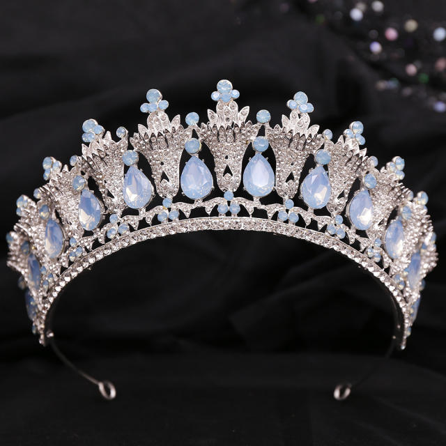 Baroque trend color tear drop crystal crown