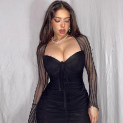 Occident fashion sexy black color bodycon dress