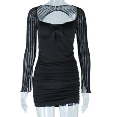 Occident fashion sexy black color bodycon dress