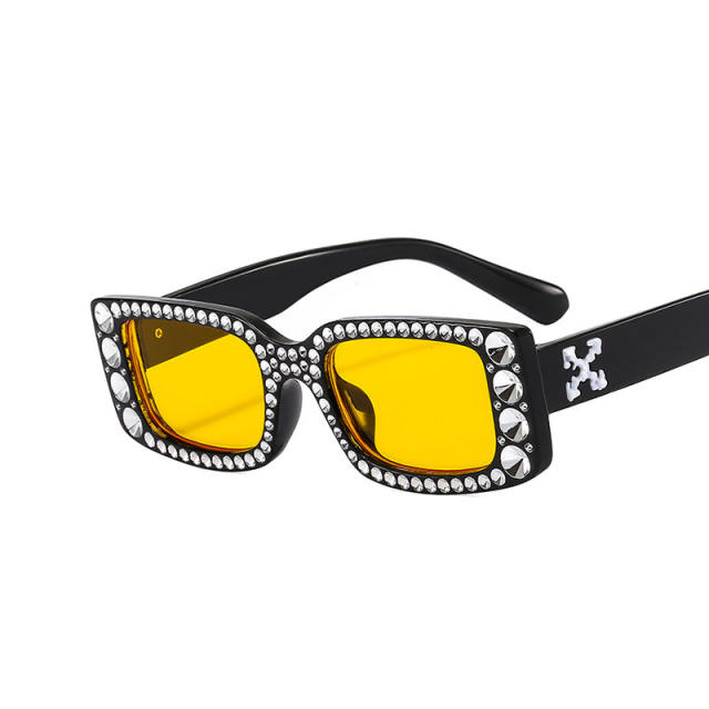 Unique square shape frame diamond sunglasses