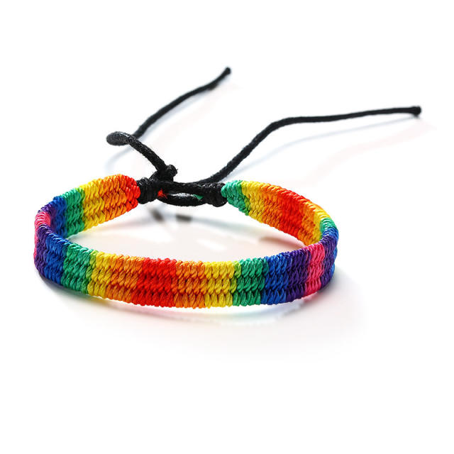 Rainbow string friendship bracelet