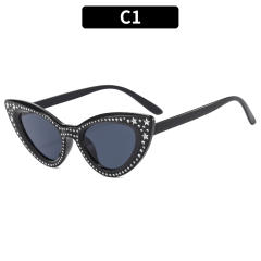 Personality cat eye shape diamond sunglasses