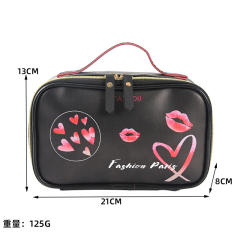 Sweet striped heart pattern large storage wash bag cosmetic bag