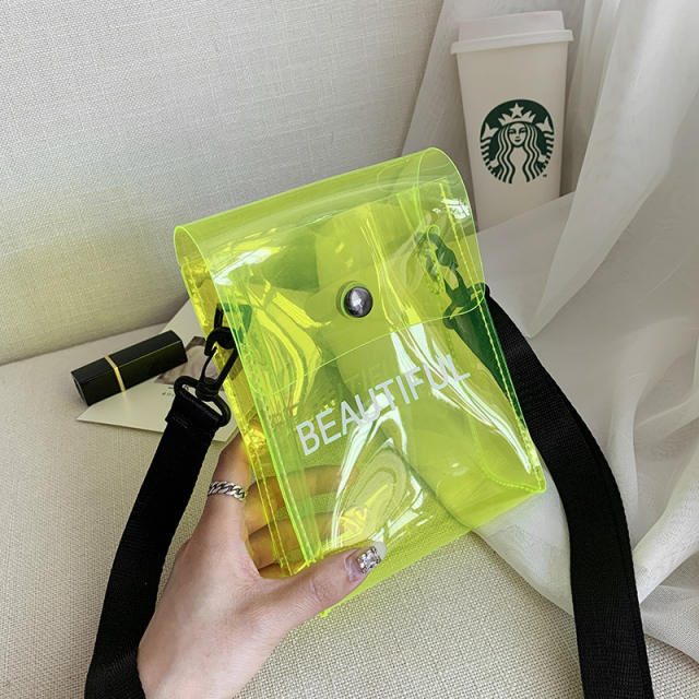 Korean fashion letter PVC material clear jelly bag crossbody bag