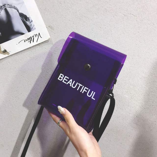 Korean fashion letter PVC material clear jelly bag crossbody bag