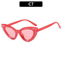 Personality cat eye shape diamond sunglasses
