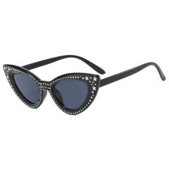 Personality cat eye shape diamond sunglasses