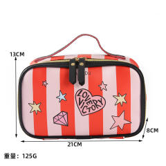 Sweet striped heart pattern large storage wash bag cosmetic bag