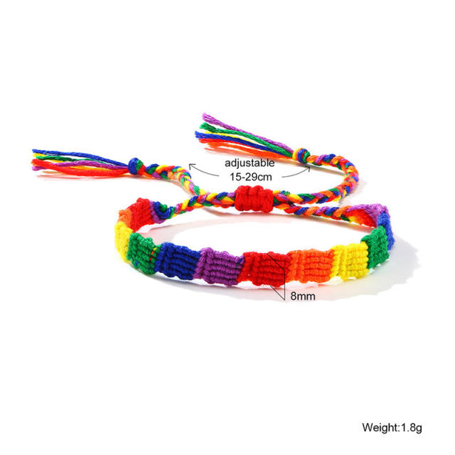Rainbow string friendship bracelet
