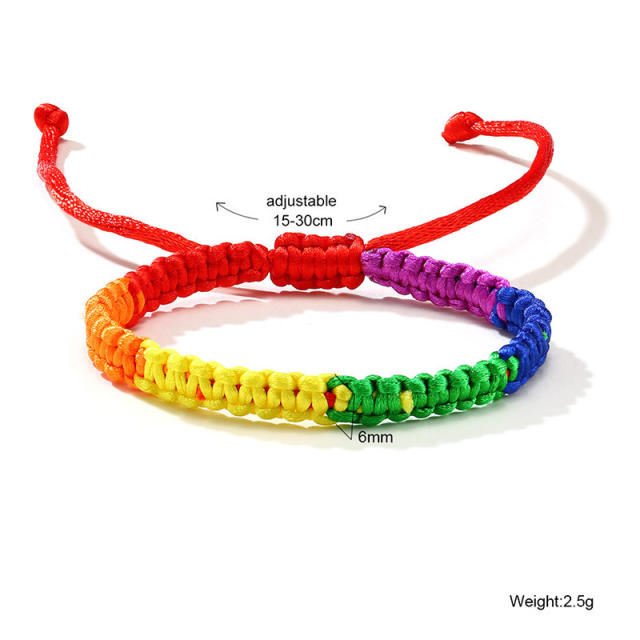 Rainbow string friendship bracelet