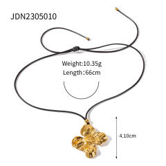 Vintage stainless steel flower Chunky necklace earring set