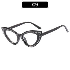 Personality cat eye shape diamond sunglasses