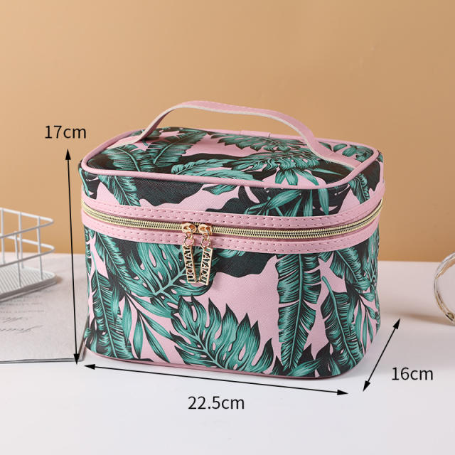 INS palm leaf pink color washbag cosmetic bag