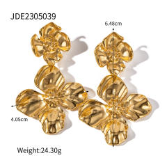 Vintage stainless steel flower Chunky necklace earring set