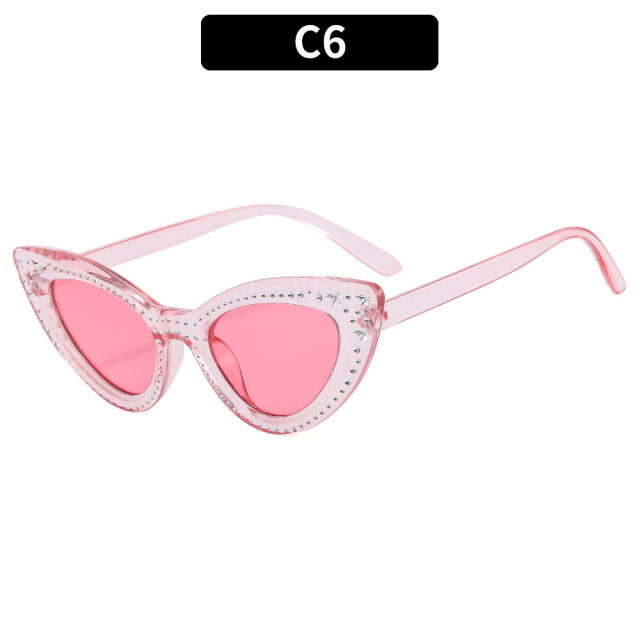Personality cat eye shape diamond sunglasses