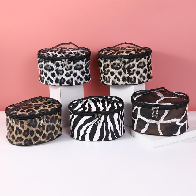 Vintage leopard zebra pattern wash bag cosmetic bag