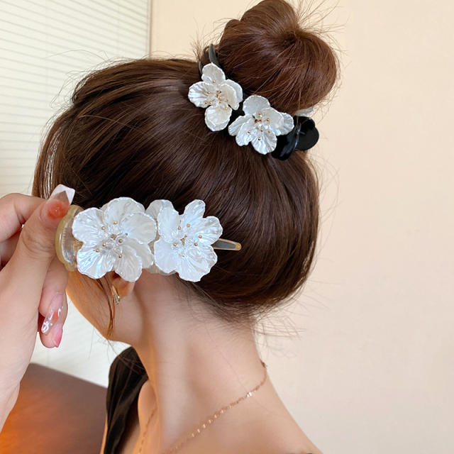 Korean fashiona acrylic flower bun holder hair claw clips