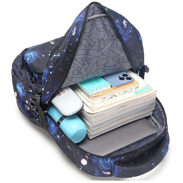 3pcs set Starry sky large storage school book bag lunch bag pencil bag for boy