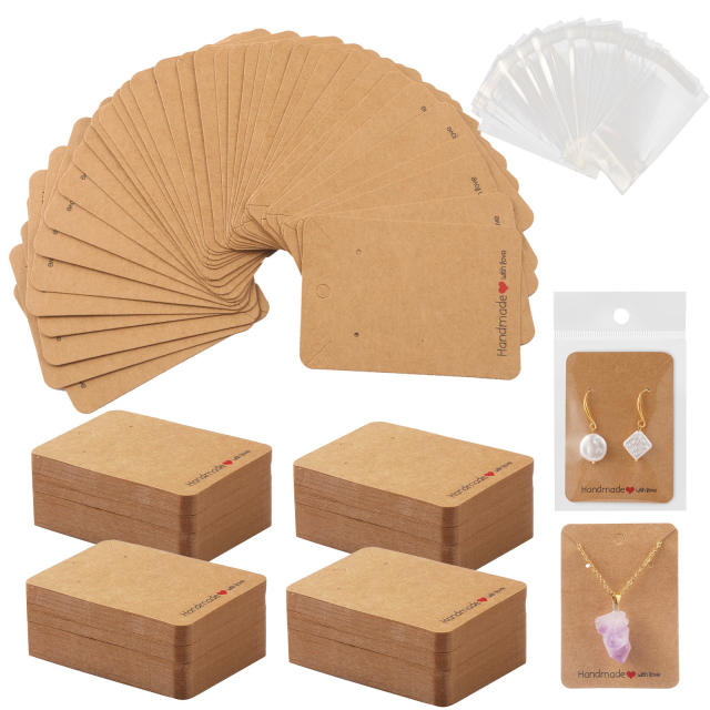Handmade with love kraft paper earring necklace display card