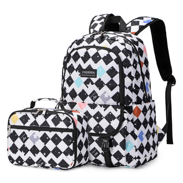2pcs large storage school backpack lunch bag set