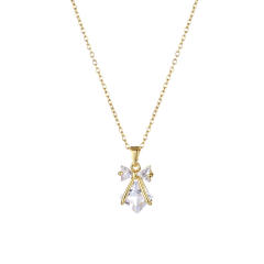 Dainty diamond bow stainless steel chain necklace